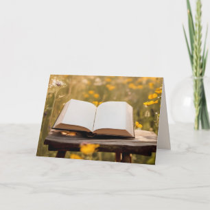 Open Book In Wildflowers Birthday Card