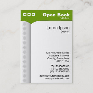 Open Book (Vertical) - Green Business Card