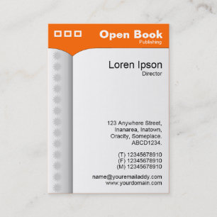 Open Book (Vertical) - Orange FF6600 Business Card