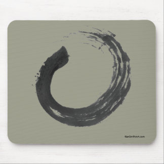 Open Circle Enso Zen Mousepad, Khaki Mouse Pad