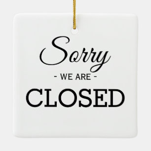 Open / Closed black white two sided store business Ceramic Ornament