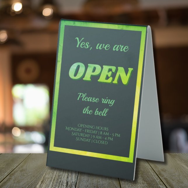 Open closed sign green opening hours (Creator Uploaded)