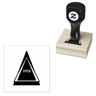 OPEN Custom Printed Eye Catching Deep Purple Ink  Rubber Stamp