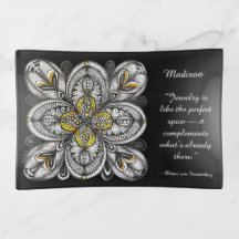 Open Flower Abstract Doodle on Black with Quote