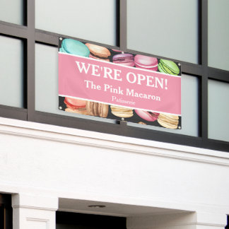Open for Business | Macaron French Patisserie Pink Banner