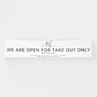 OPEN FOR TAKE OUT MONOGRAM SCRIPT RESTAURANT