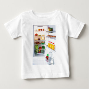 Open fridge filled with food baby T-Shirt