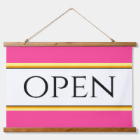 OPEN Fun Bright Pink White Yellow Orange Stripes