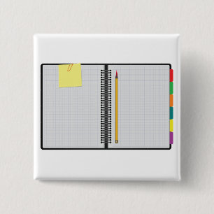 Open Graph Paper Notebook with Pencil 15 Cm Square Badge
