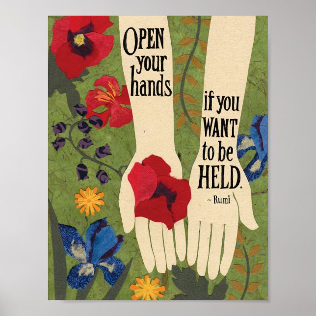 Open Hands in Flower Garden-Small Poster (Front)