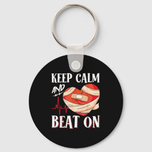 Open Heart Surgery Byp Awareness Heart Keep Calm A Key Ring