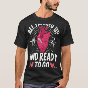 Open Heart Surgery Bypass Awareness Heart All Patc T-Shirt