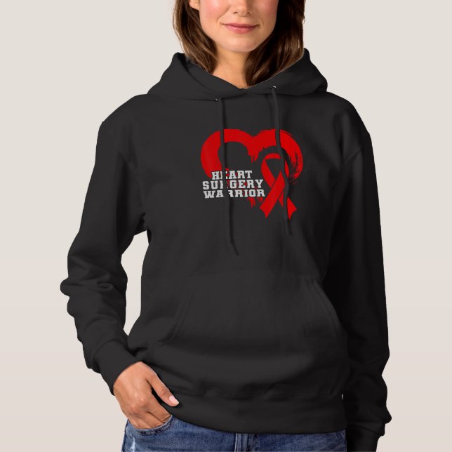 Open Heart Surgery Bypass Awareness Heart Heart Su Hoodie (Front)