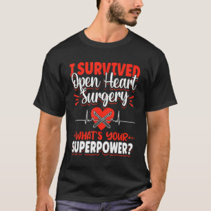 Open Heart Surgery Bypass Awareness Heart I Surviv T-Shirt
