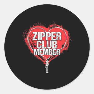 Open Heart Surgery Humour Funny Zipper Club Member Classic Round Sticker