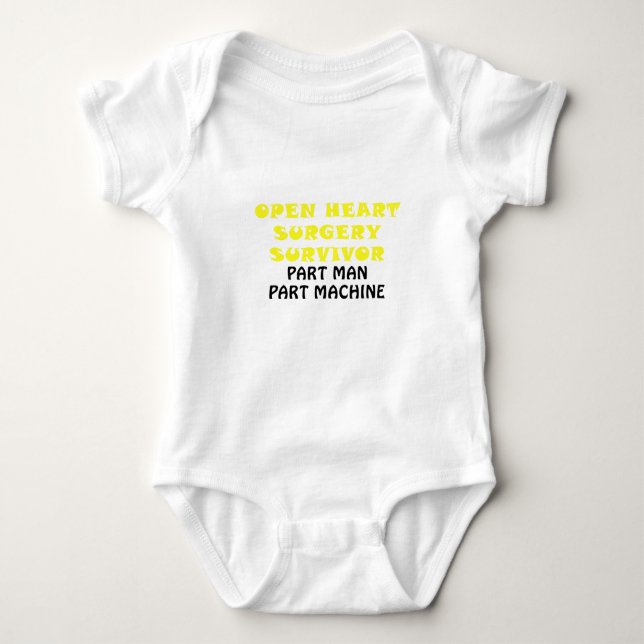 Open Heart Surgery Survivor Part Man Part Machine Baby Bodysuit (Front)