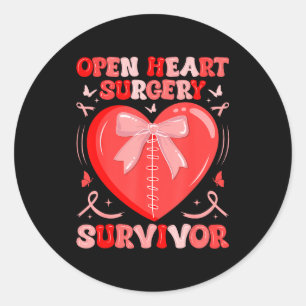 Open heart surgery survivor warrior heart disease classic round sticker