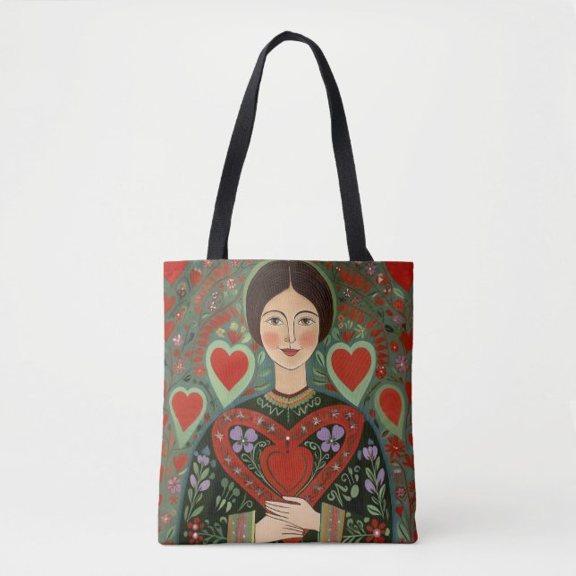 Open-Hearted Folk Tote Bag (Front)
