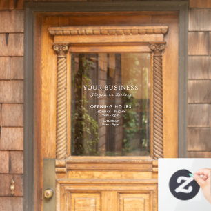 Open Hours And Name Business Window Cling