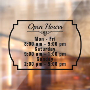 Open Hours of Operation Custom Store Business