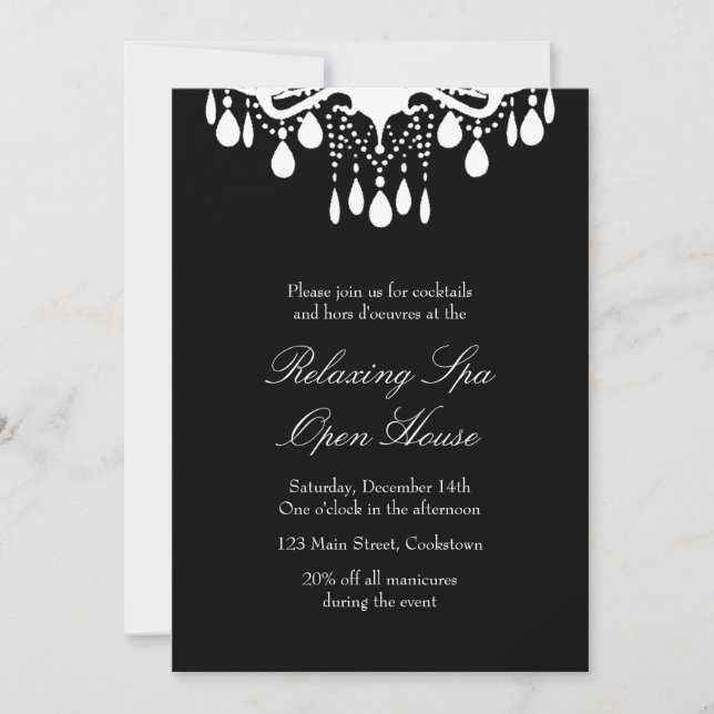 Open House Black Grand Ballroom Invitation (Front)