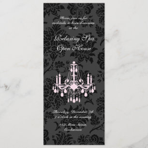 Open House Black Victorian Damask Invitation