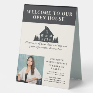 Open House Cream Rustic Real Estate Agent Photo