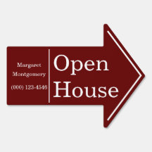 Open house event red arrow realtor sign
