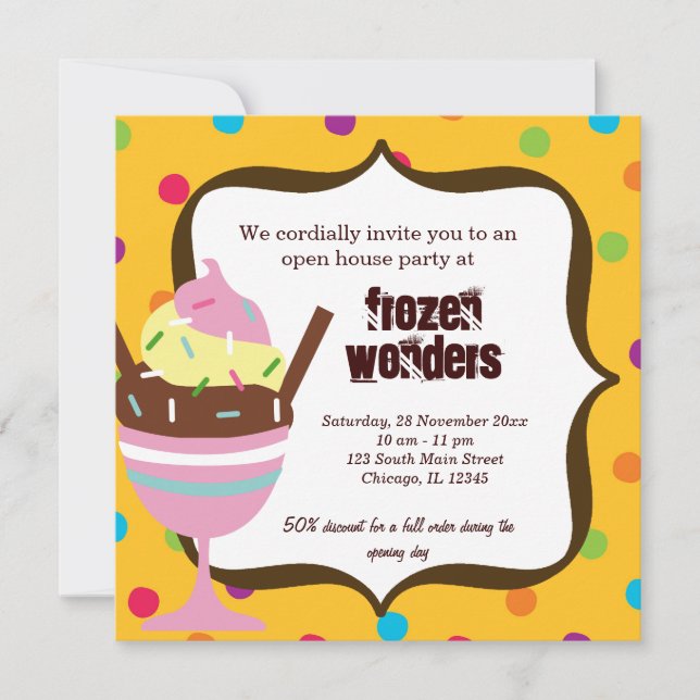 Open House Ice Cream Salon Invitation (Front)