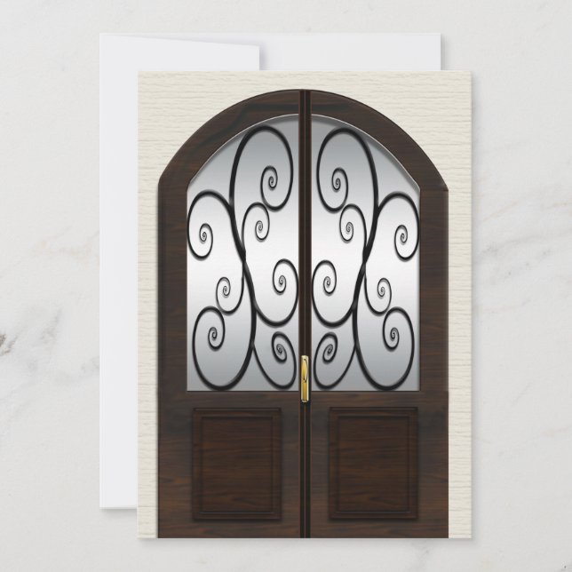 Open House Invitation - Fancy Double Pane Door (Front)