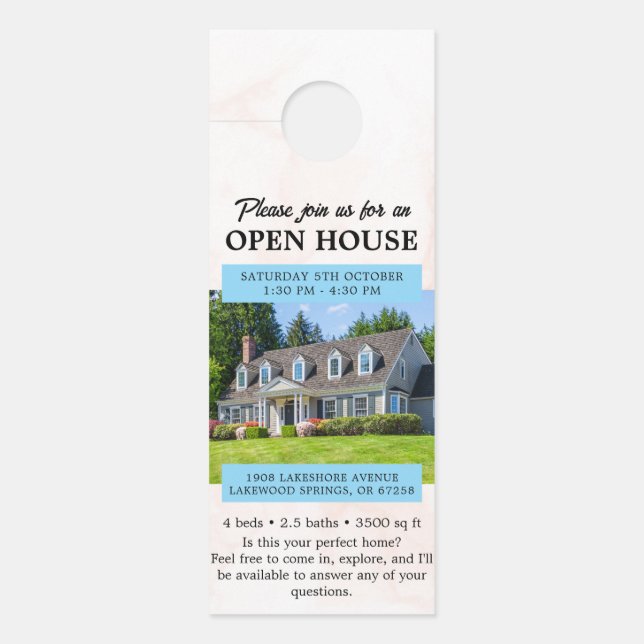 Open House Invitation Real Estate Farming Door Han Hanger (Front)