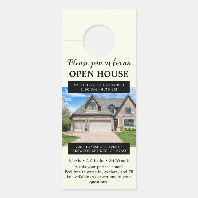 Open House Invitation Real Estate Farming Door Hanger (Front)