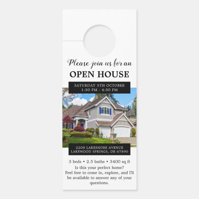 Open House Invitation Real Estate Farming Door Hanger (Front)