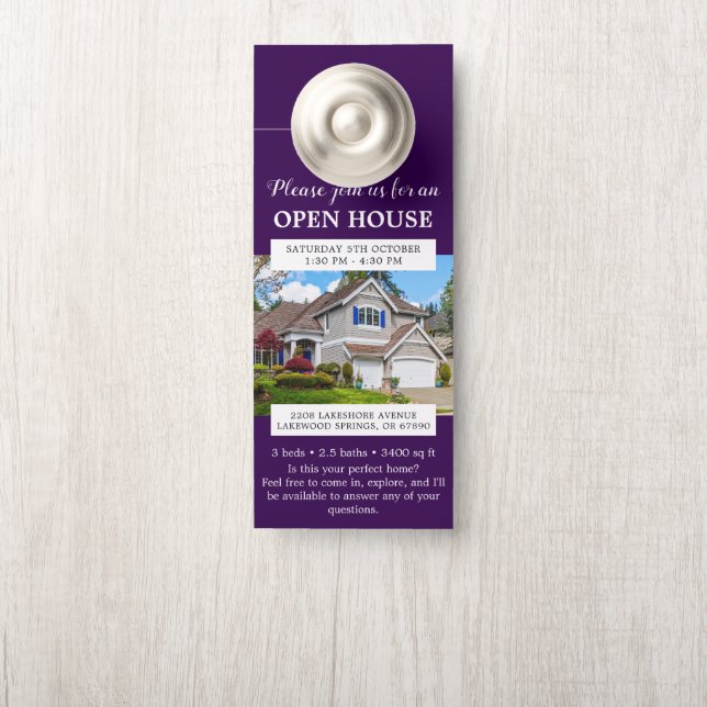Open House Invitation Real Estate Farming Door Hanger (On Knob)