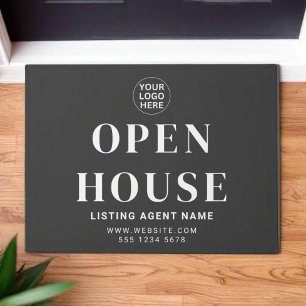 Open House l Grey Professional Real Estate Realtor Doormat