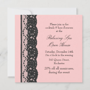 Open House Pink French Lace Invitation