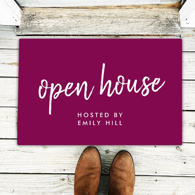 Open House Property Listing Pink Real Estate Doormat (Creator Uploaded)