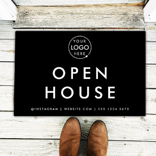Open House Real Estate Agency Modern Black Realtor Doormat