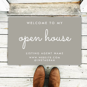 Open House Real Estate Welcome Warm Grey Realtor Doormat
