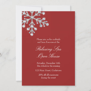 Open House Red Offset Crystal Snowflake Invitation