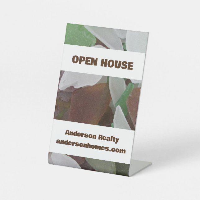 Open House Sea Glass Coastal Homes Realty Pedestal Sign (Front)