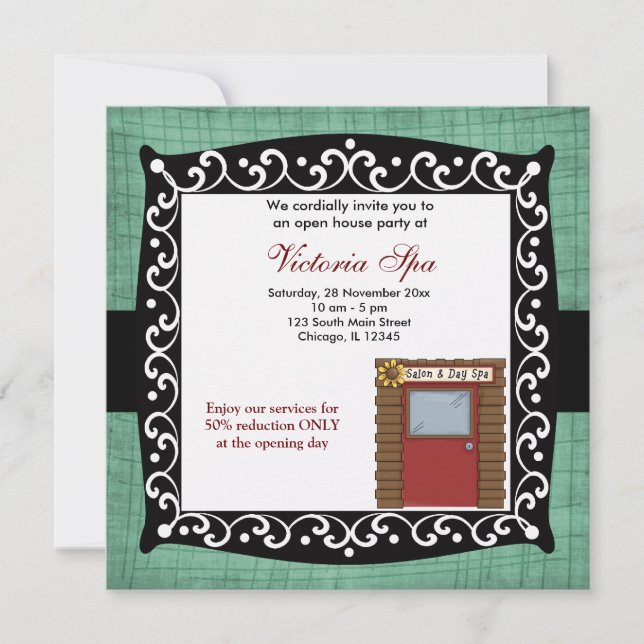 Open House Spa Business Invitation (Front)