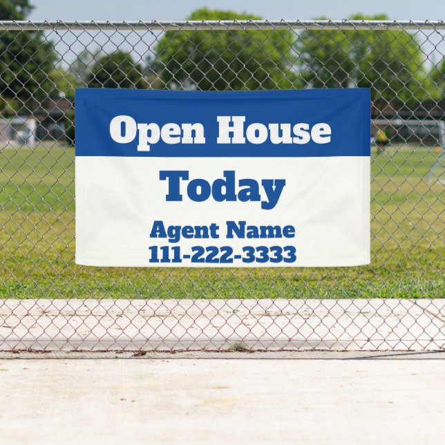 Open House Today Blue and White Real Estate Agent Banner (Insitu)