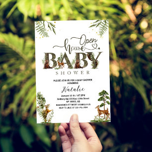 Open house woodland baby shower invitation