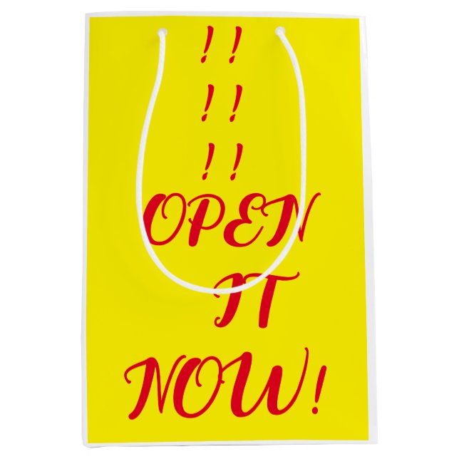 OPEN IT NOW GIFT PACKAGING YELLOW RED MEDIUM GIFT BAG (Front)