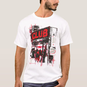 OPEN LATE — Distressed Underground Club Flyer Grap T-Shirt