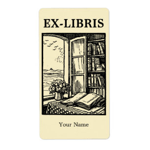 Open Library Window Bookplate Ex Libris Template