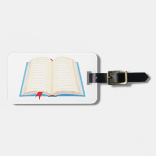Open Lined Book Red Bookmark Luggage Tag