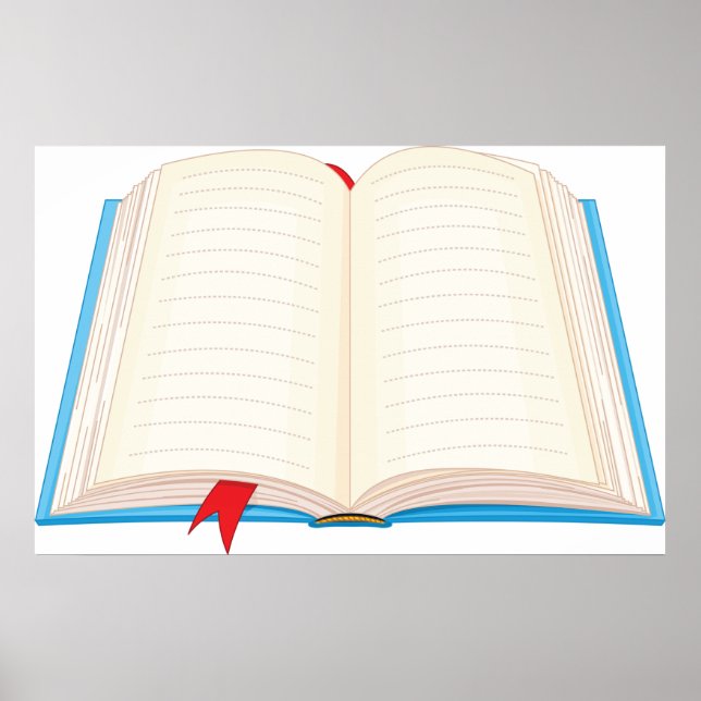 Open Lined Book Red Bookmark Poster (Front)