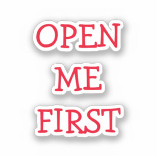 Open Me First Red Text